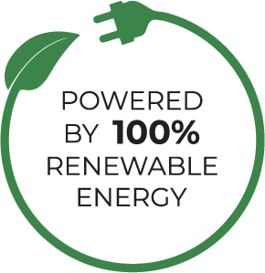 powered by 100% renewable energy